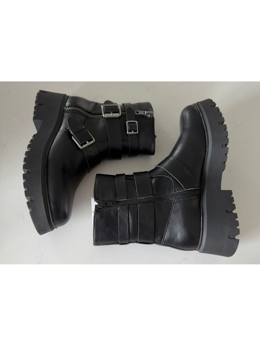 Madden Girl Mally Black Buckle Detail Ankle Boots Women Size 6